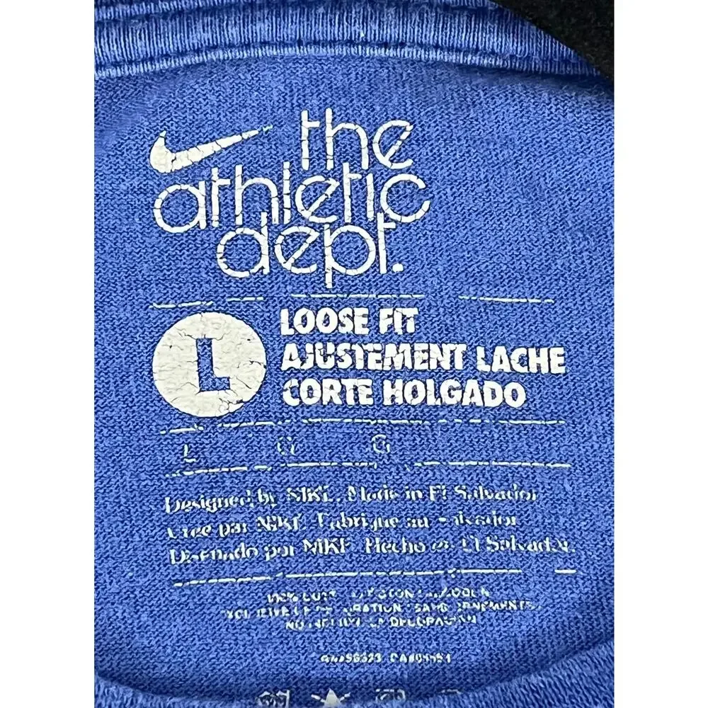 Nike The Athletic Dept Blue Loose Fit Crew Neck Short Sleeve T Shirt Size L